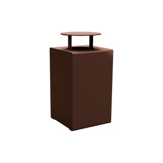 Corbeille KUB. acier 120 litres Procity - Avec couvercle - Haut. 950 mm - Brun chocolat