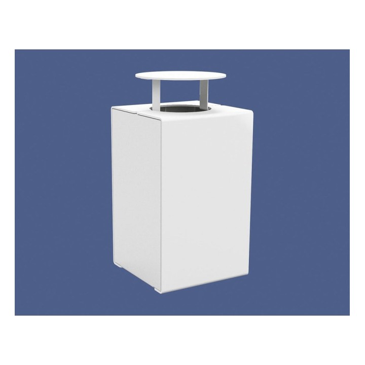 Corbeille KUB. acier 120 litres Procity - Avec couvercle - Haut. 950 mm - Blanc pur