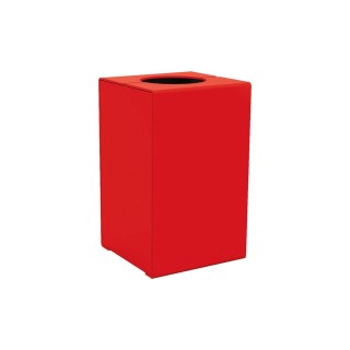 Corbeille KUB. acier 120 litres Procity - Sans couvercle - Haut. 750 mm - Rouge singalisation