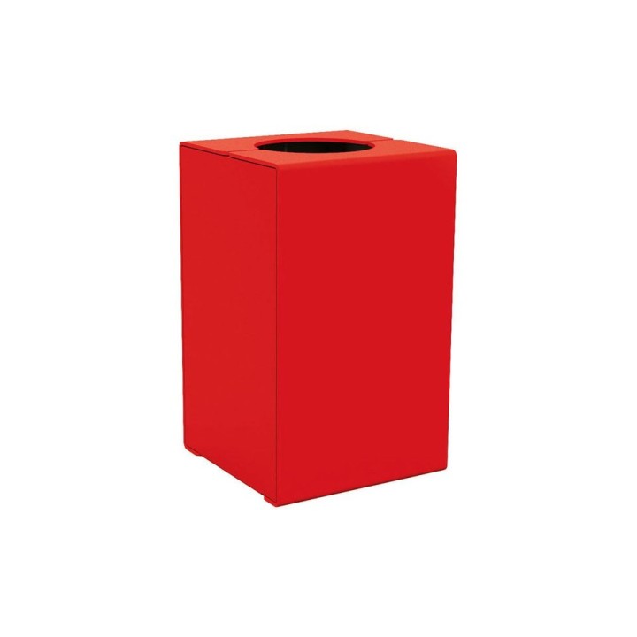 Corbeille KUB. acier 120 litres Procity - Sans couvercle - Haut. 750 mm - Rouge singalisation