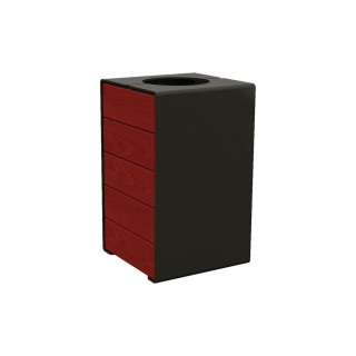 Corbeille KUB. acier et bois 120 litres Procity - Sans couvercle - Haut. 750 mm - Acajou/Noir foncé