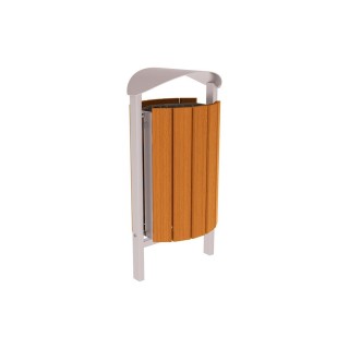 Corbeille Silaos acier et bois 50 litres Procity - Scellement direct - Sans cendrier - Chêne clair/Gris soie