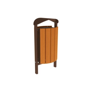 Corbeille Silaos acier et bois 50 litres Procity - Scellement direct - Sans cendrier - Chêne clair/Brun chocolat