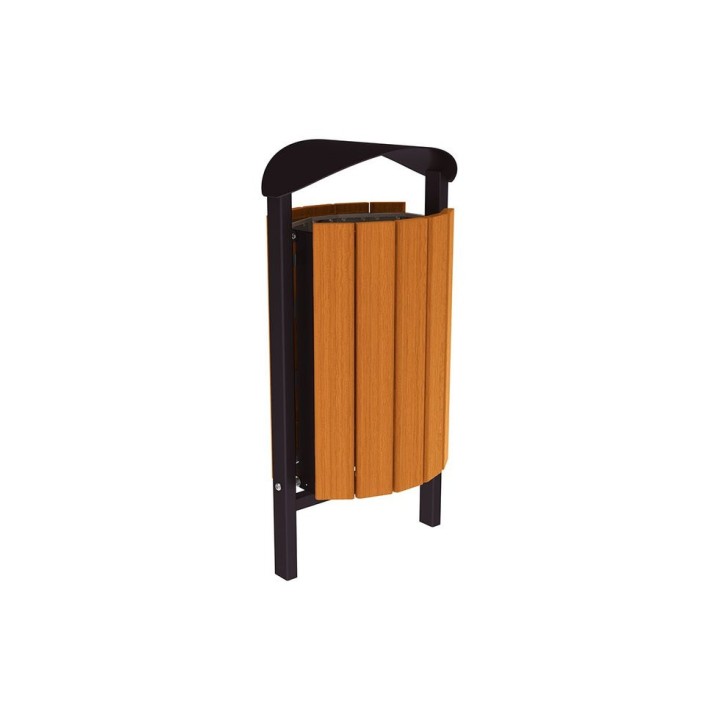 Corbeille Silaos acier et bois 50 litres Procity - Scellement direct - Sans cendrier - Chêne clair/Noir foncé