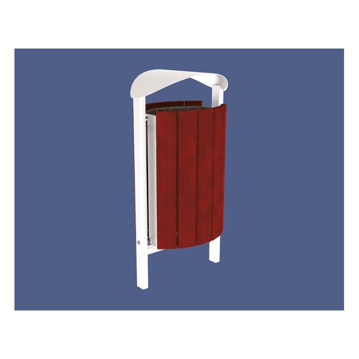 Corbeille Silaos acier et bois 50 litres Procity - Scellement direct - Sans cendrier - Acajou/Blanc pur