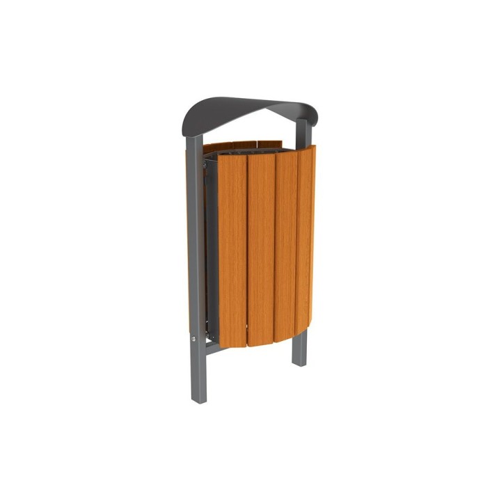 Corbeille Silaos acier et bois 50 litres Procity - Scellement direct - Sans cendrier - Chêne clair/Gris Procity