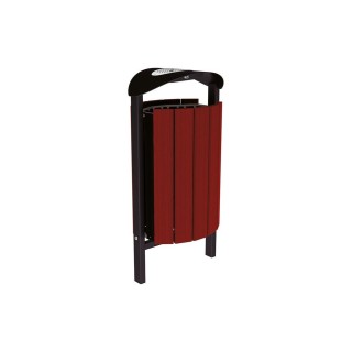 Corbeille Silaos acier et bois 50 litres Procity - Scellement direct - Avec cendrier - Acajou/Noir foncé