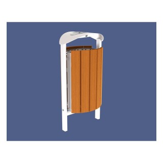 Corbeille Silaos acier et bois 50 litres Procity - Scellement direct - Avec cendrier - Chêne clair/Blanc pur