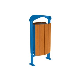 Corbeille Silaos acier et bois 50 litres Procity - Sur platines - Sans cendrier - Chêne clair/Bleu gentiane