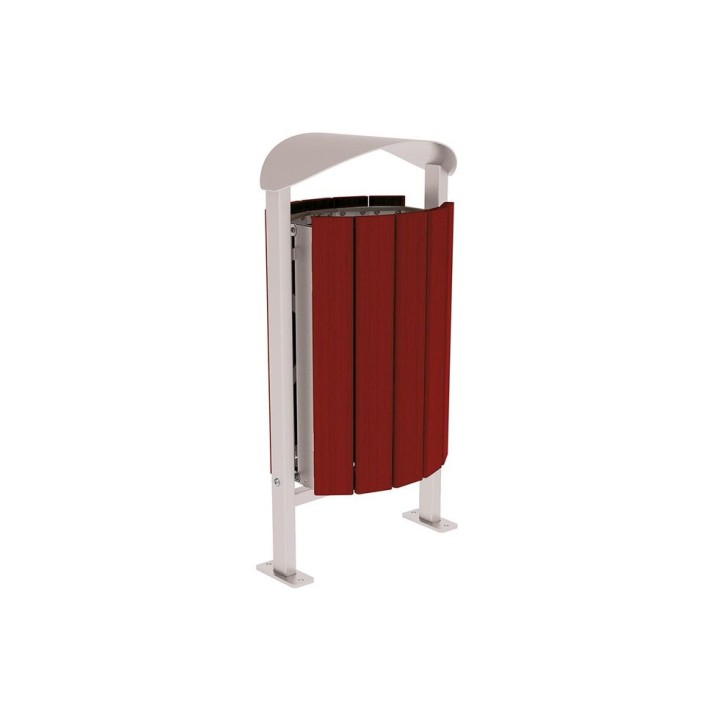 Corbeille Silaos acier et bois 50 litres Procity - Sur platines - Sans cendrier - Acajou/Gris soie