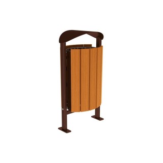 Corbeille Silaos acier et bois 50 litres Procity - Sur platines - Sans cendrier - Chêne clair/Brun chocolat
