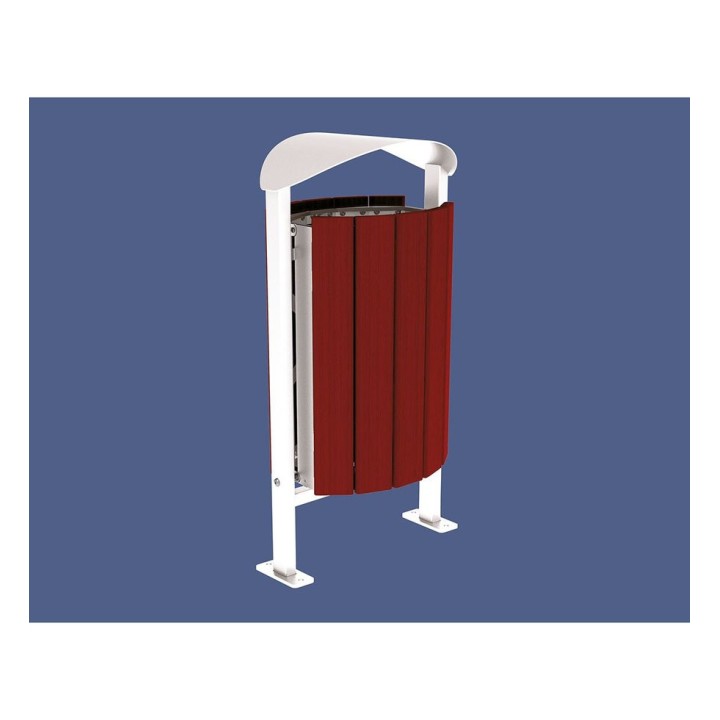 Corbeille Silaos acier et bois 50 litres Procity - Sur platines - Sans cendrier - Acajou/Blanc pur