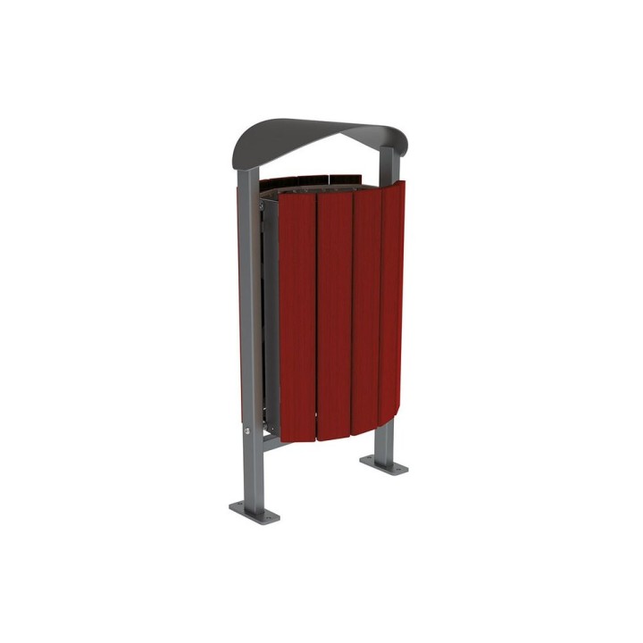 Corbeille Silaos acier et bois 50 litres Procity - Sur platines - Sans cendrier - Acajou/Gris Procity