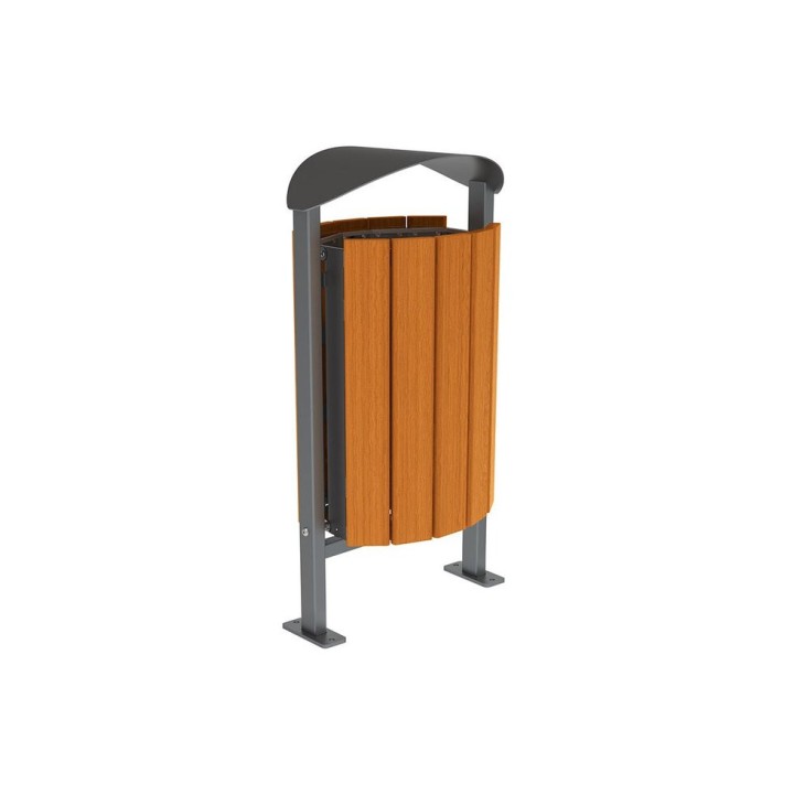 Corbeille Silaos acier et bois 50 litres Procity - Sur platines - Sans cendrier - Chêne clair/Gris Procity