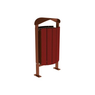Corbeille Silaos acier et bois 50 litres Procity - Sur platines - Sans cendrier - Chêne clair/Aspect Corten