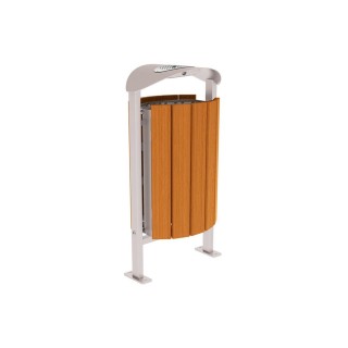 Corbeille Silaos acier et bois 50 litres Procity - Sur platines - Avec cendrier - Chêne clair/Gris soie