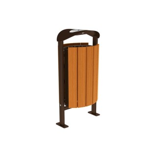Corbeille Silaos acier et bois 50 litres Procity - Sur platines - Avec cendrier - Chêne clair/Brun chocolat