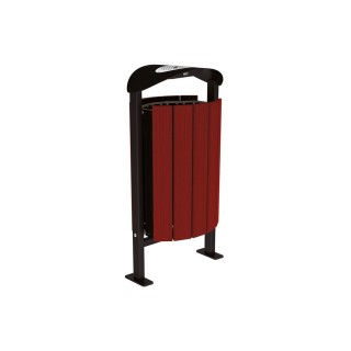 Corbeille Silaos acier et bois 50 litres Procity - Sur platines - Avec cendrier - Acajou/Noir foncé