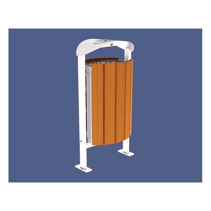Corbeille Silaos acier et bois 50 litres Procity - Sur platines - Avec cendrier - Chêne clair/Blanc pur