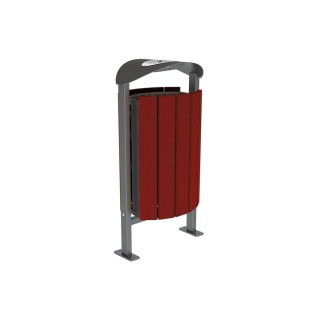 Corbeille Silaos acier et bois 50 litres Procity - Sur platines - Avec cendrier - Acajou/Gris Procity