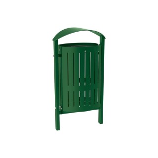 Corbeille Silaos acier 50 litres Procity - Scellement direct - Sans cendrier - Vert mousse