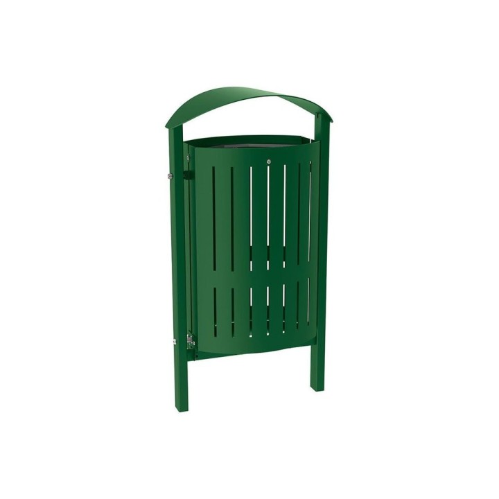 Corbeille Silaos acier 50 litres Procity - Scellement direct - Sans cendrier - Vert mousse