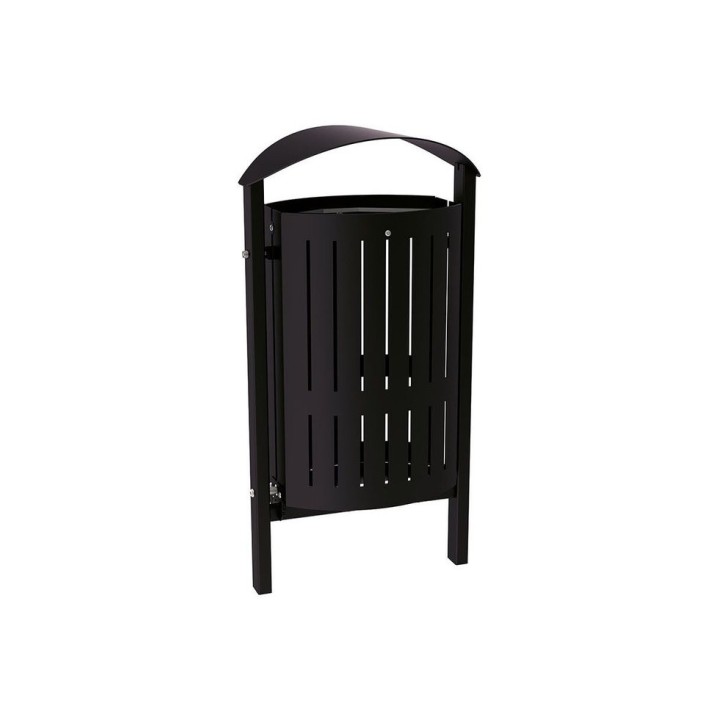 Corbeille Silaos acier 50 litres Procity - Scellement direct - Sans cendrier - Noir foncé