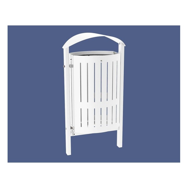 Corbeille Silaos acier 50 litres Procity - Scellement direct - Sans cendrier - Blanc pur