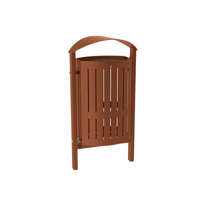 Corbeille Silaos acier 50 litres Procity - Scellement direct - Sans cendrier - Aspect Corten