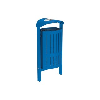 Corbeille Silaos acier 50 litres Procity - Scellement direct - Avec cendrier - Bleu gentiane
