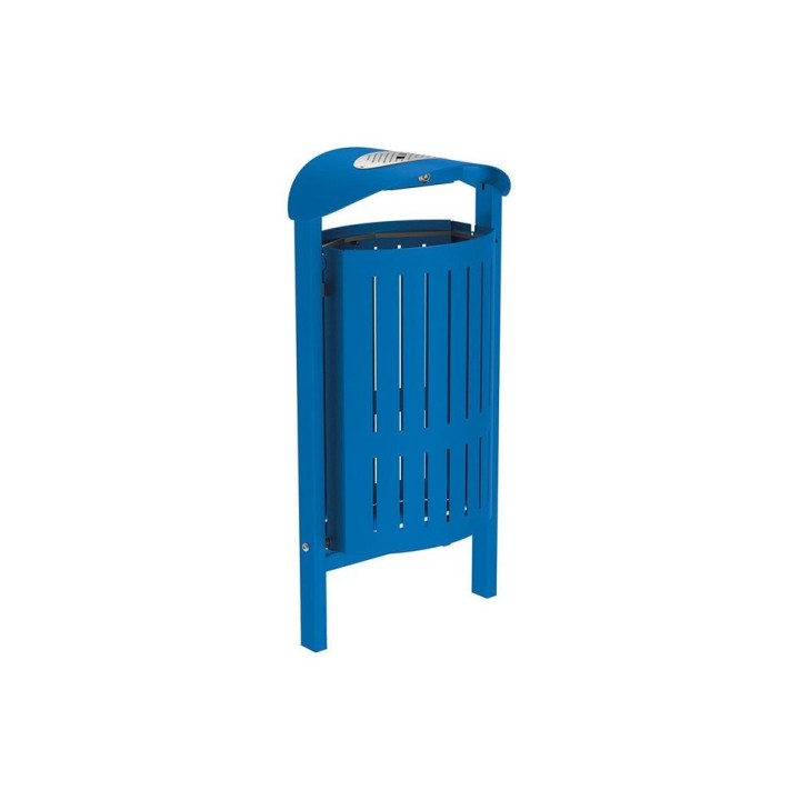 Corbeille Silaos acier 50 litres Procity - Scellement direct - Avec cendrier - Bleu gentiane