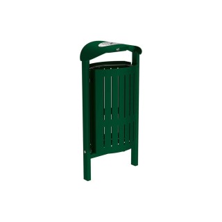 Corbeille Silaos acier 50 litres Procity - Scellement direct - Avec cendrier - Vert mousse