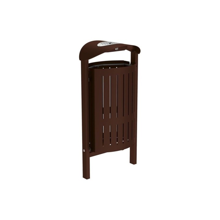 Corbeille Silaos acier 50 litres Procity - Scellement direct - Avec cendrier - Brun chocolat