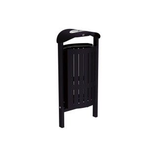 Corbeille Silaos acier 50 litres Procity - Scellement direct - Avec cendrier - Noir foncé