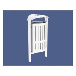 Corbeille Silaos acier 50 litres Procity - Scellement direct - Avec cendrier - Blanc pur