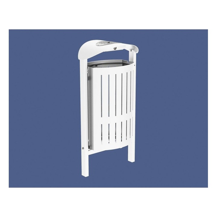 Corbeille Silaos acier 50 litres Procity - Scellement direct - Avec cendrier - Blanc pur
