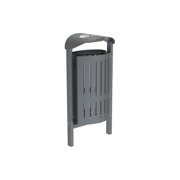 Corbeille Silaos acier 50 litres Procity - Scellement direct - Avec cendrier - Gris Procity