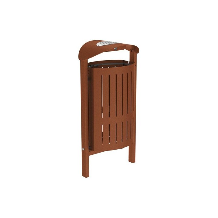 Corbeille Silaos acier 50 litres Procity - Scellement direct - Avec cendrier - Aspect Corten