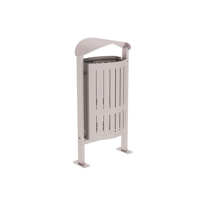 Corbeille Silaos acier 50 litres Procity - Sur platines - Sans cendrier - Gris soie