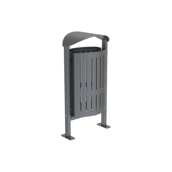 Corbeille Silaos acier 50 litres Procity - Sur platines - Sans cendrier - Gris Procity