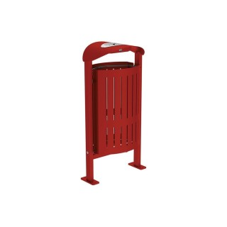 Corbeille Silaos acier 50 litres Procity - Sur platines - Avec cendrier - Rouge pourpre
