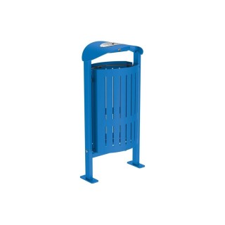 Corbeille Silaos acier 50 litres Procity - Sur platines - Avec cendrier - Bleu gentiane