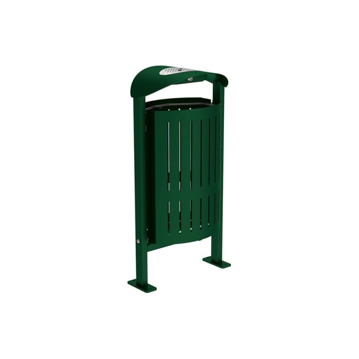 Corbeille Silaos acier 50 litres Procity - Sur platines - Avec cendrier - Vert mousse