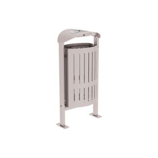 Corbeille Silaos acier 50 litres Procity - Sur platines - Avec cendrier - Gris soie