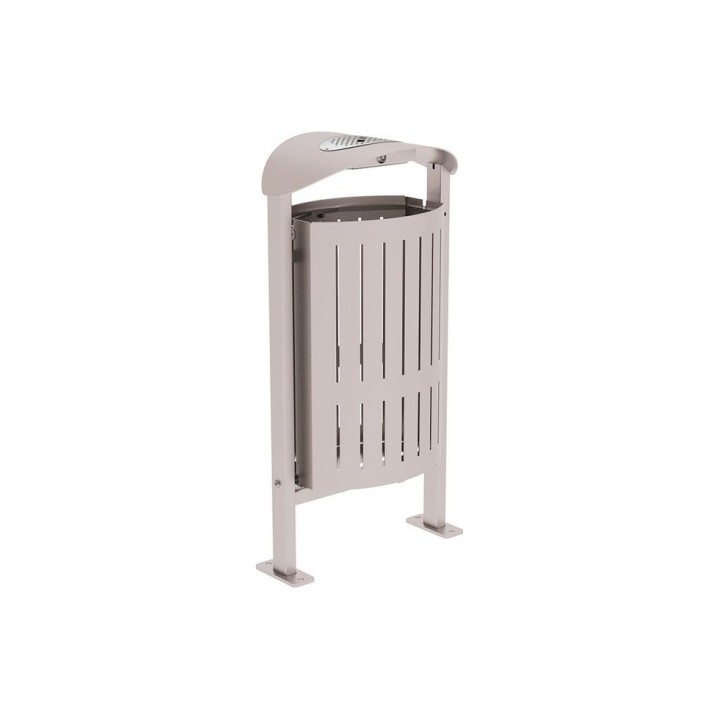 Corbeille Silaos acier 50 litres Procity - Sur platines - Avec cendrier - Gris soie