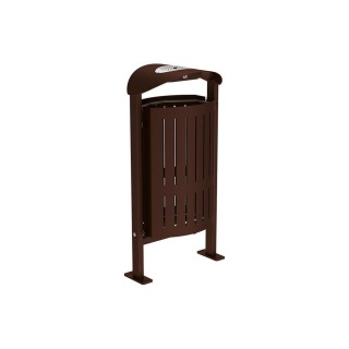 Corbeille Silaos acier 50 litres Procity - Sur platines - Avec cendrier - Brun chocolat