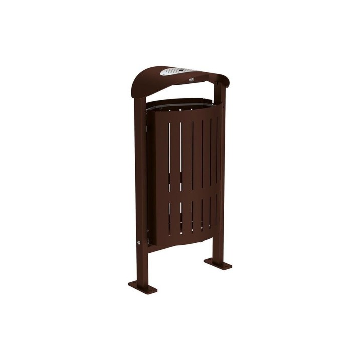 Corbeille Silaos acier 50 litres Procity - Sur platines - Avec cendrier - Brun chocolat