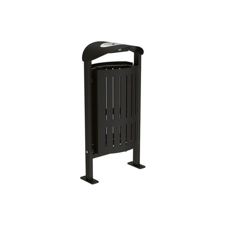 Corbeille Silaos acier 50 litres Procity - Sur platines - Avec cendrier - Noir foncé