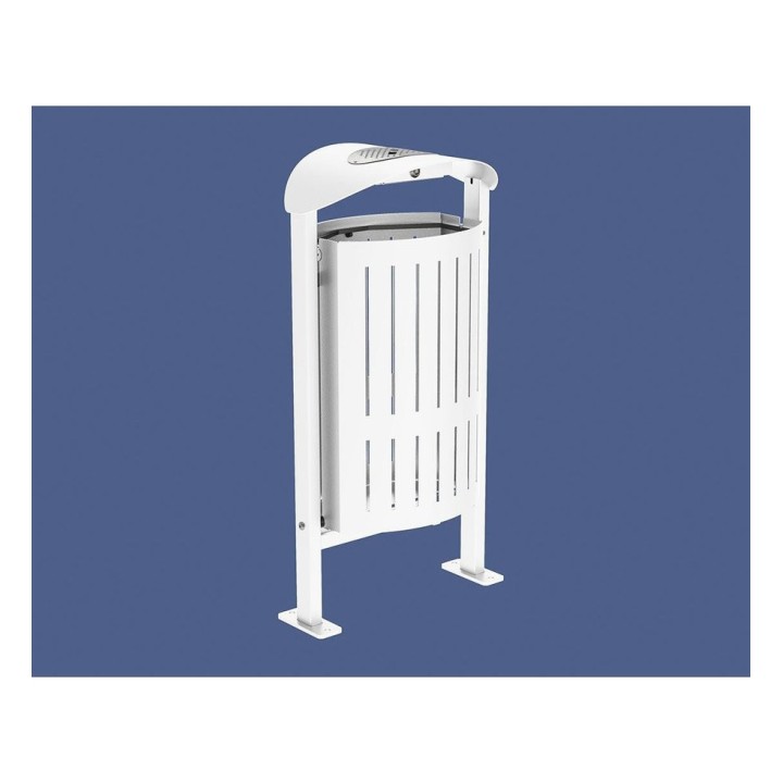 Corbeille Silaos acier 50 litres Procity - Sur platines - Avec cendrier - Blanc pur