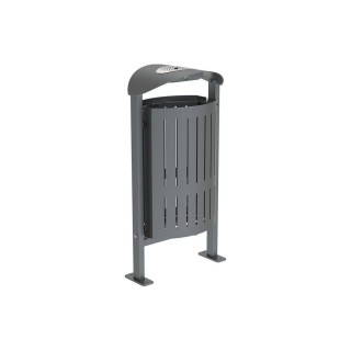 Corbeille Silaos acier 50 litres Procity - Sur platines - Avec cendrier - Gris Procity